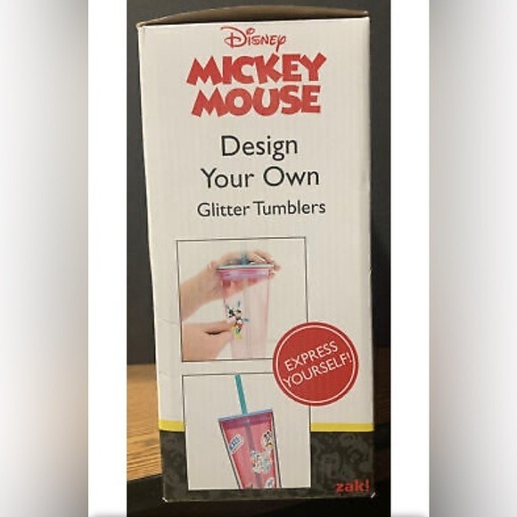 New Zak! Disney Mickey Mouse Design Your Own Glitter Tumbler Set of 2 ,16oz each - Picture 4 of 4